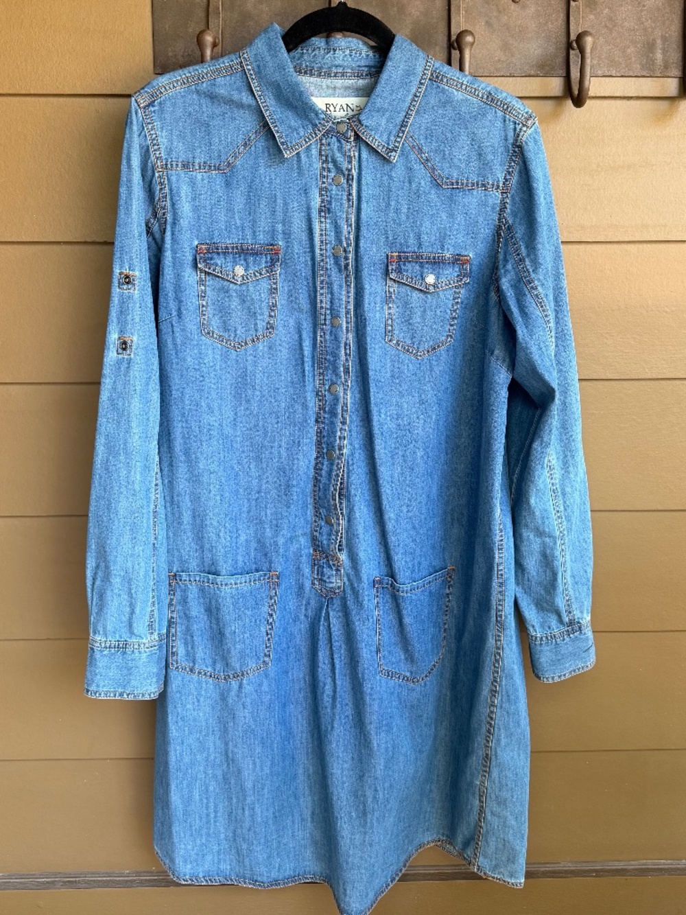 Ryan Michael Denim Dress, Size XL, Blue